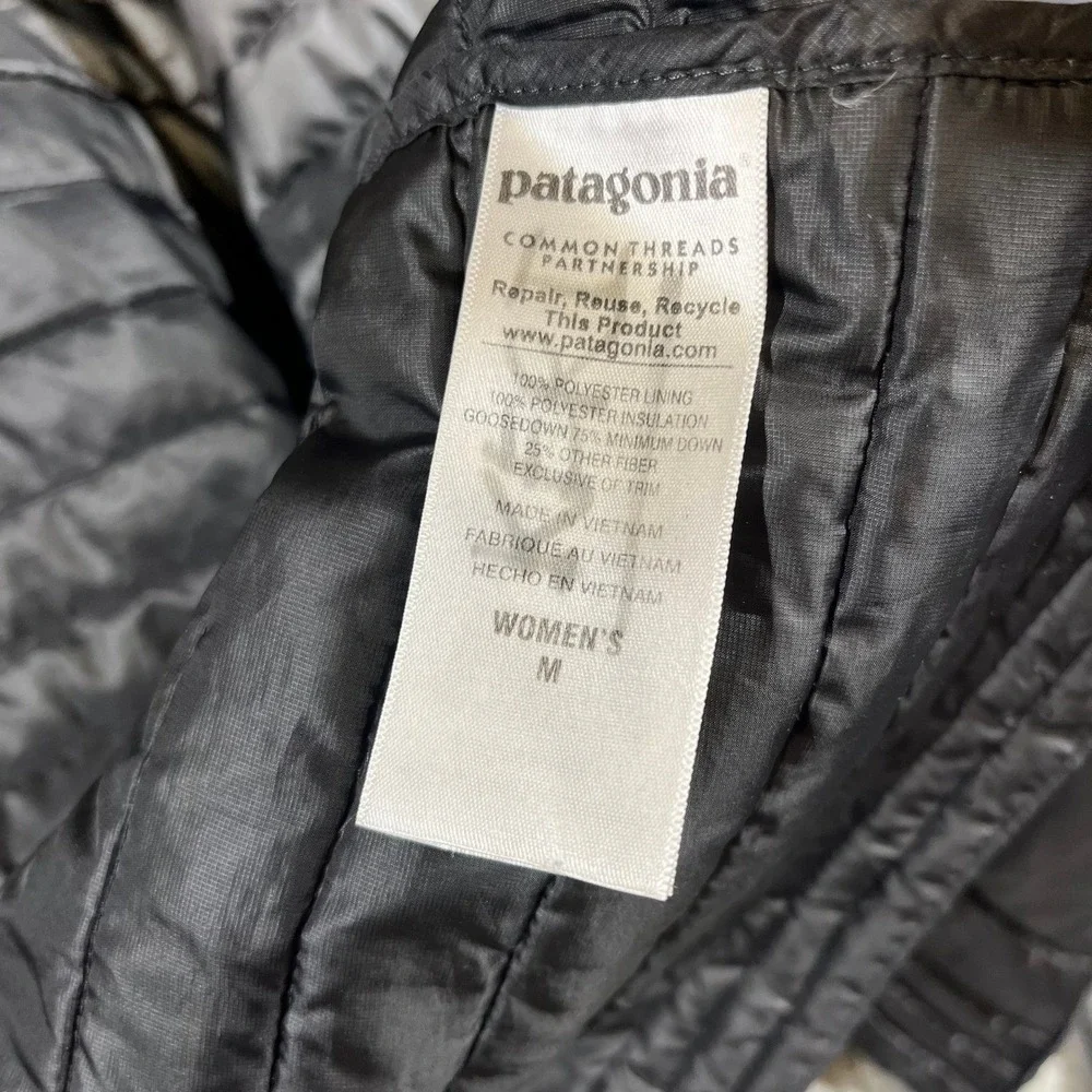 Patagonia Down Sweater Jacket Women's Medium Black Puffer Full Zip Cloudera Logo - Picture 8 of 14